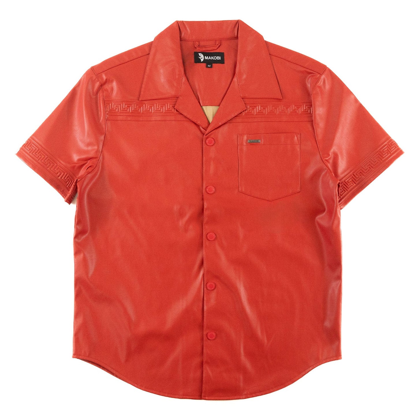 TEEK - M429 Bellucci Vegan Leather Shirt - Red TOPS TEEK MJ M Red