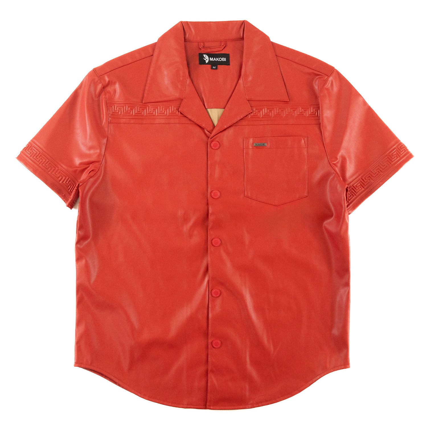 TEEK - M429 Bellucci Vegan Leather Shirt - Red TOPS TEEK MJ M Red