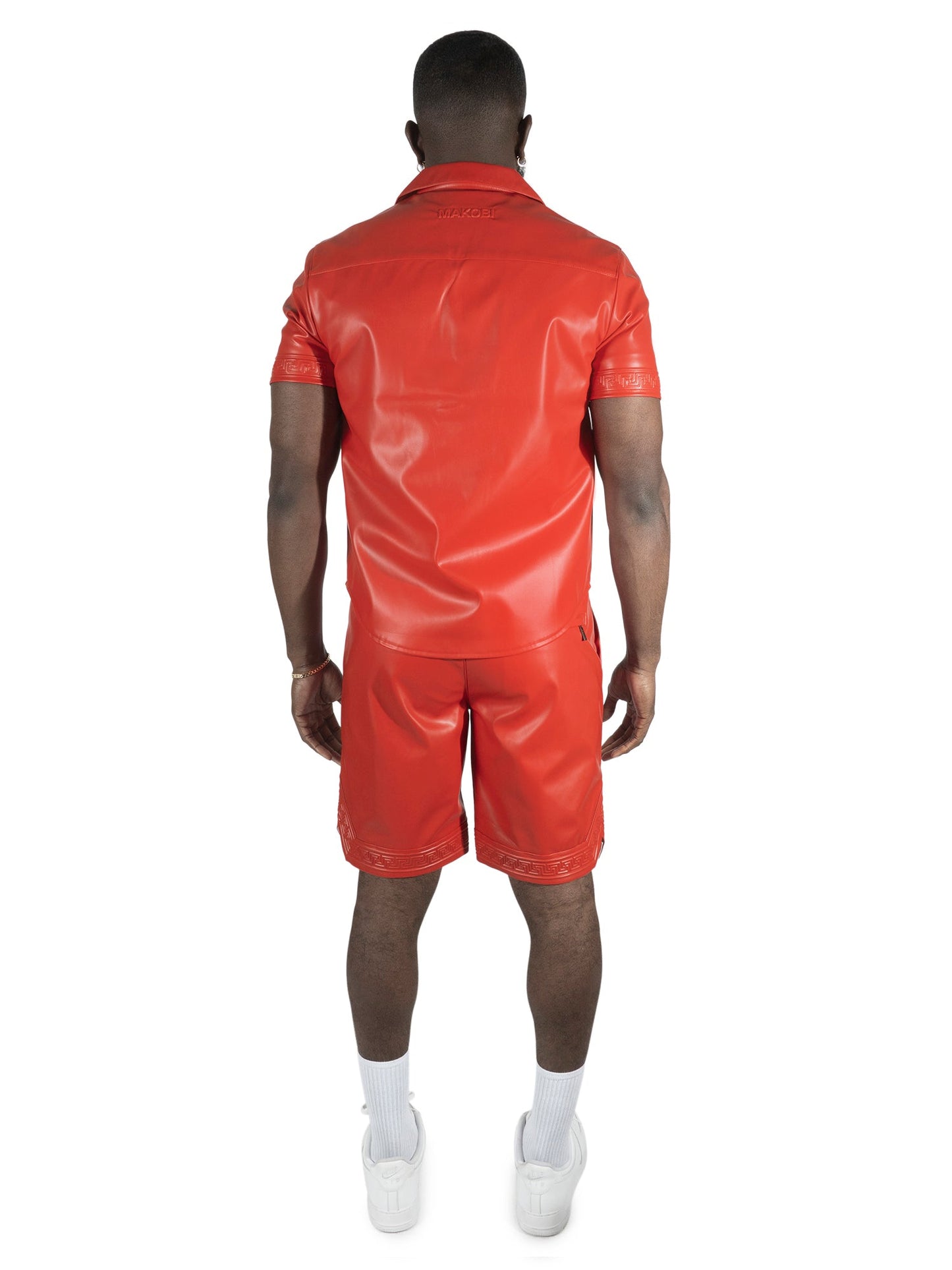 TEEK - M429 Bellucci Vegan Leather Shirt - Red TOPS TEEK MJ