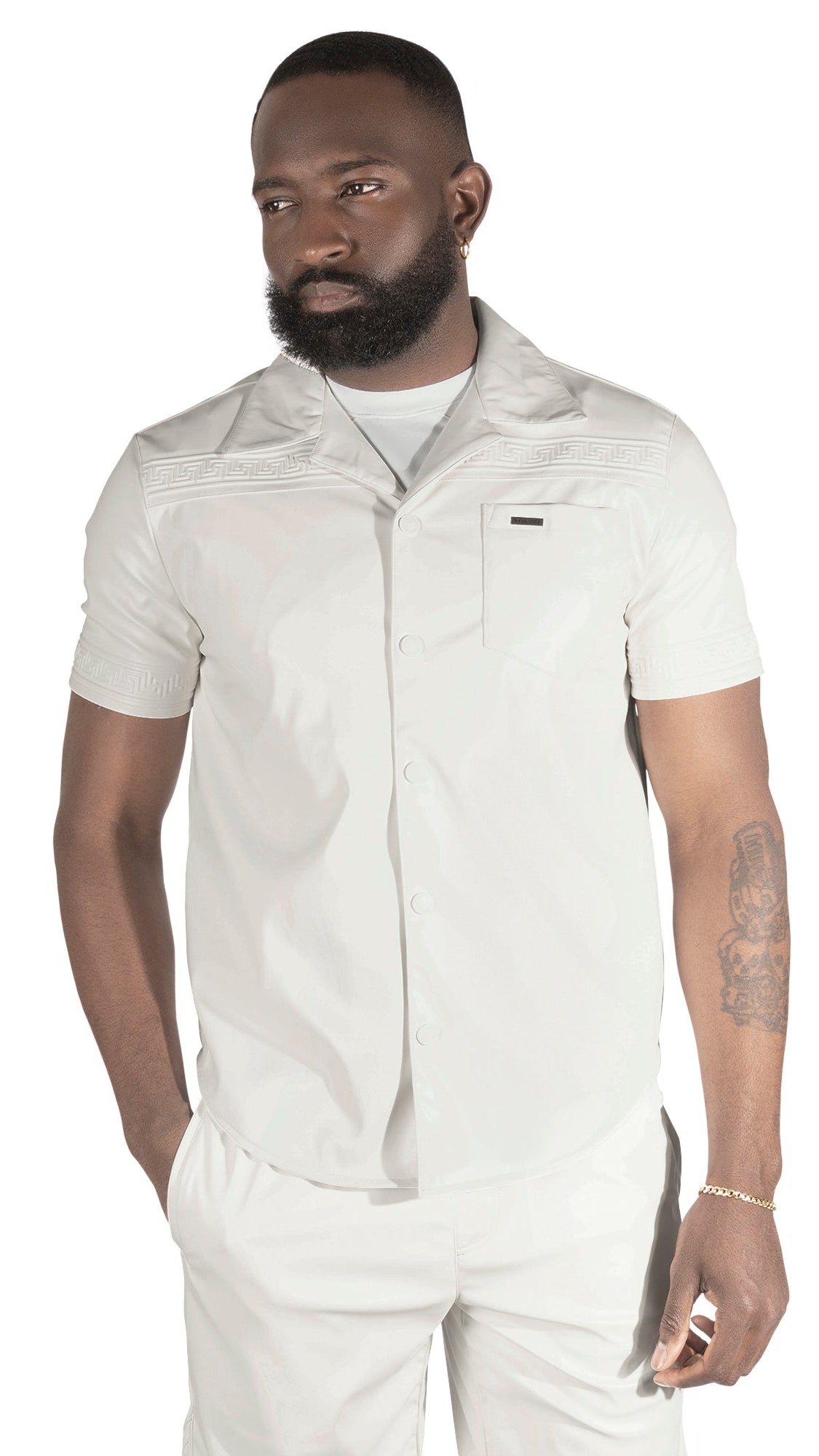 TEEK - M429 Bellucci Vegan Leather Shirt - White TOPS TEEK MJ