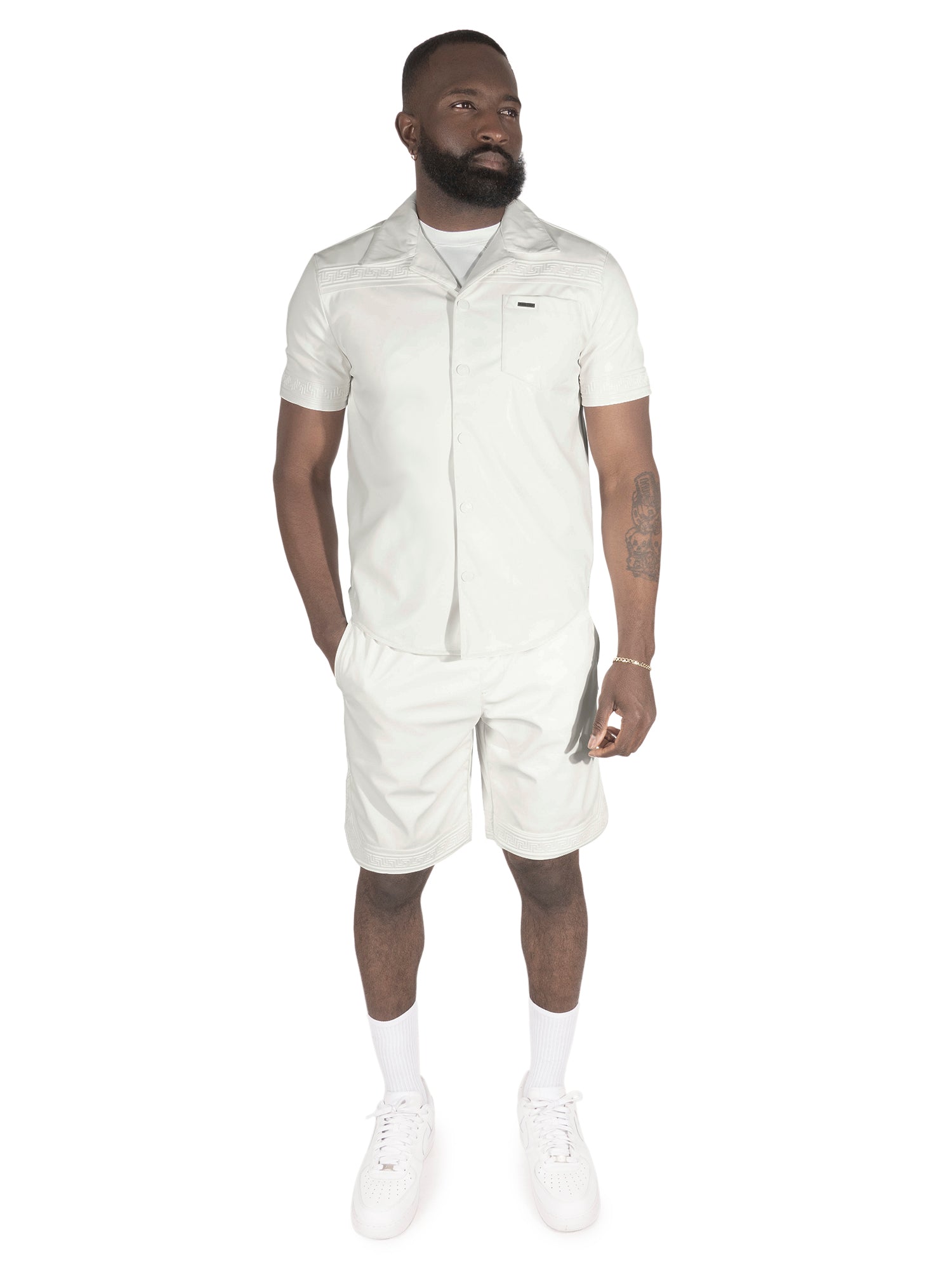 TEEK - M429 Bellucci Vegan Leather Shirt - White TOPS TEEK MJ