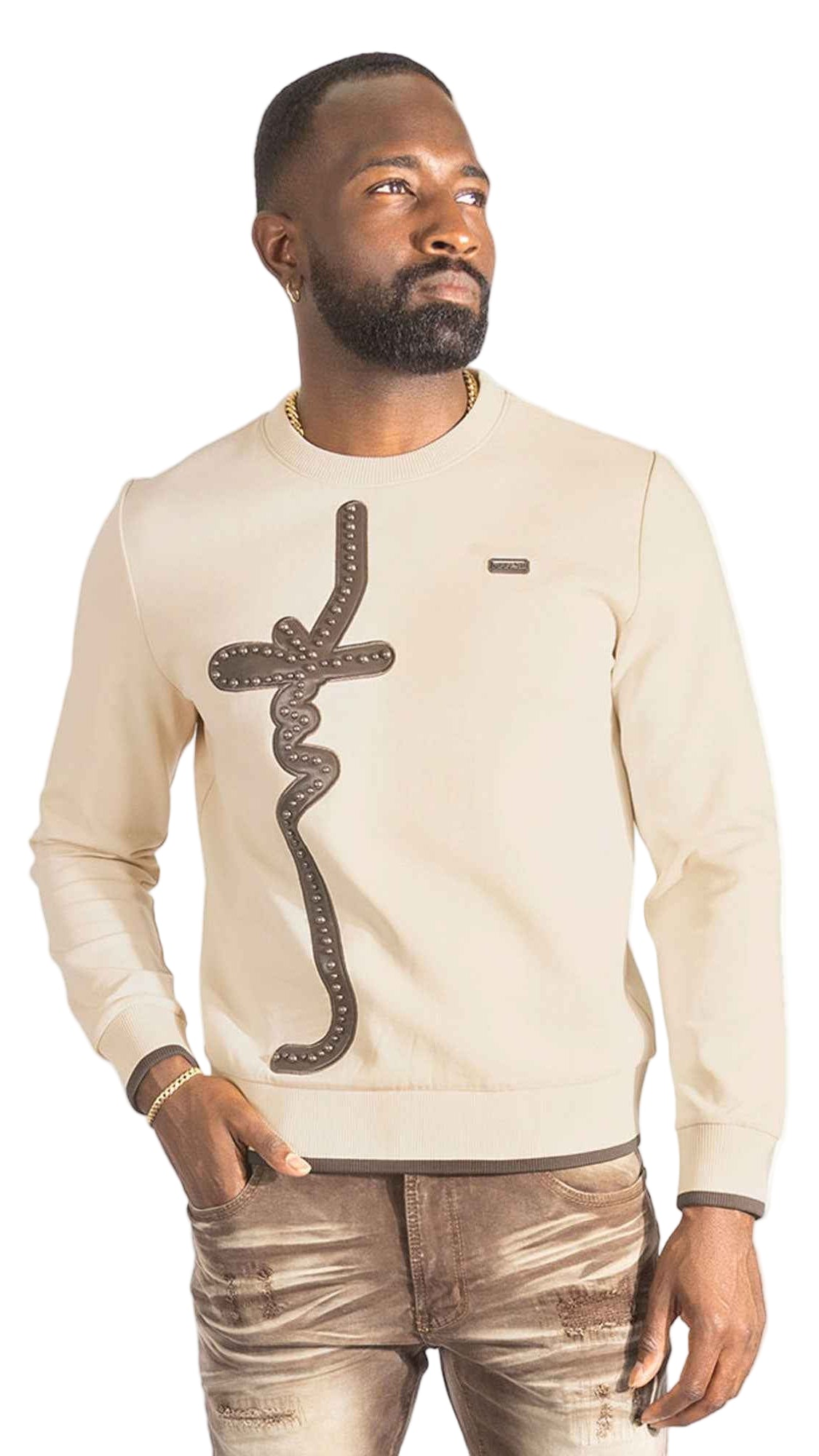 TEEKM- Sweatshirt | M4355 Lorenzo MK Crewneck - Khaki TOPS TEEK MJ