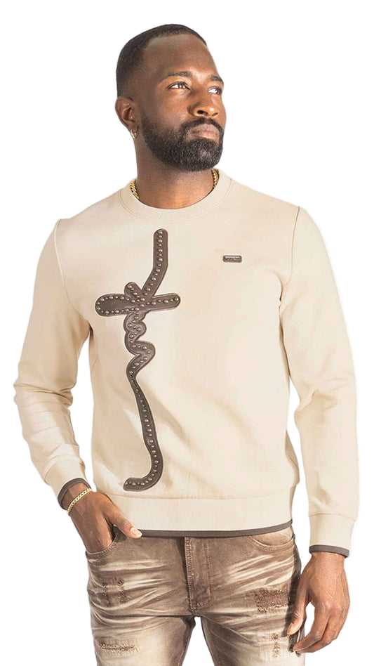 TEEKM- Sweatshirt | M4355 Lorenzo MK Crewneck - Khaki TOPS TEEK MJ