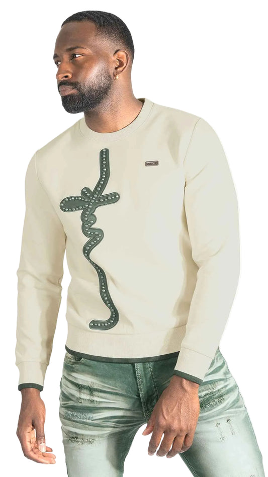 Sweatshirt | M4355 Lorenzo MK Crewneck - Natural Sweatshirt Makobi Jeans USA