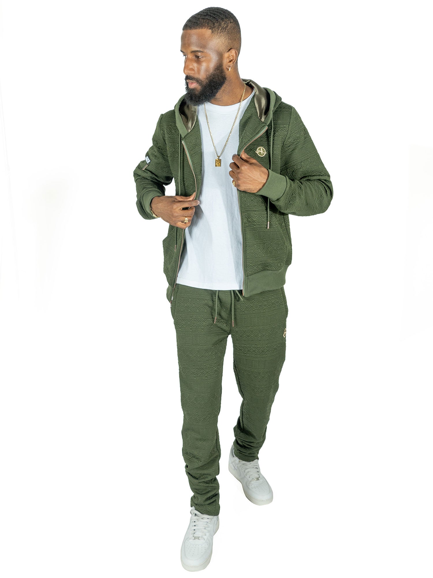 TEEK - M4356 Berteli Jacquard Hoody Set - Olive SET TEEK MJ