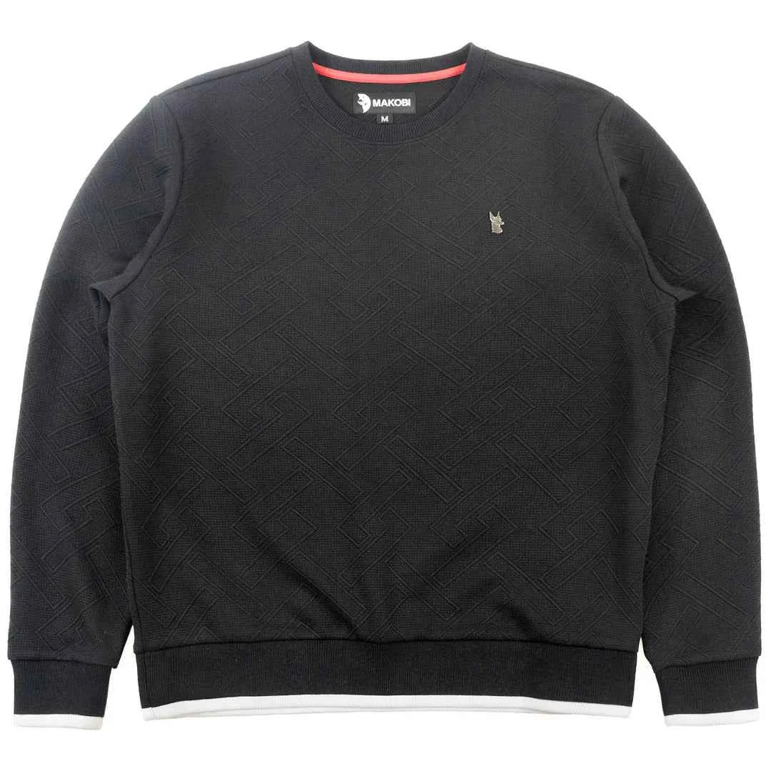 M4390 Beanchi Jacquard Crewneck - Black Sweatshirt Makobi Jeans USA