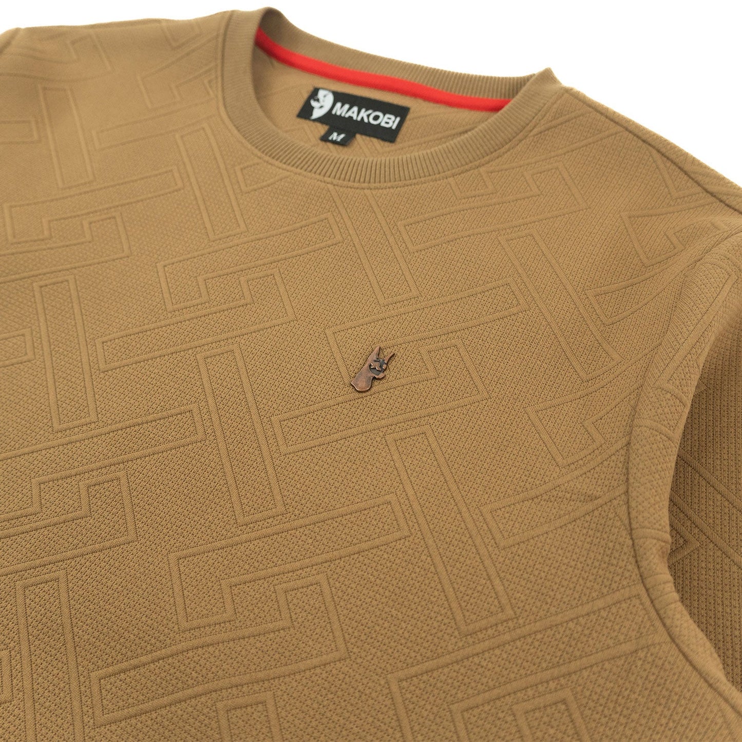 TEEK - M4390 Beanchi Jacquard Crewneck - Mocha TOPS TEEK MJ