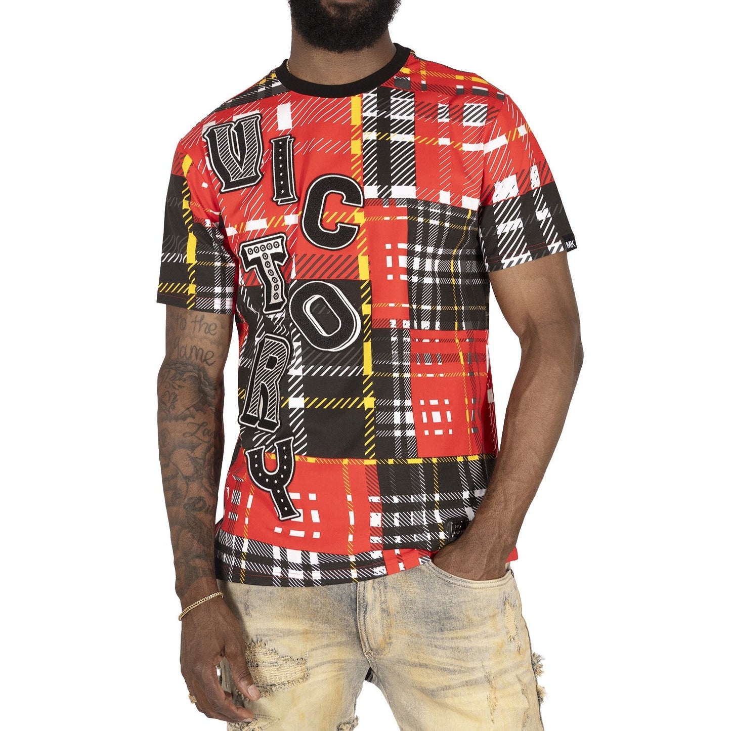 TEEK - M440 Makobi Victory Plaid Tee - Black TOPS TEEK MJ