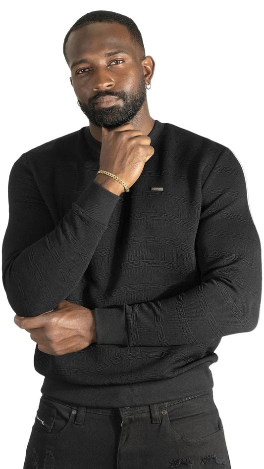 Sweatshirt | M4412 Bianco Crewneck - Black Sweatshirt Makobi Jeans USA