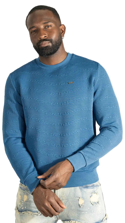 Sweatshirt | M4412 Bianco Crewneck - Blue Sweatshirt Makobi Jeans USA