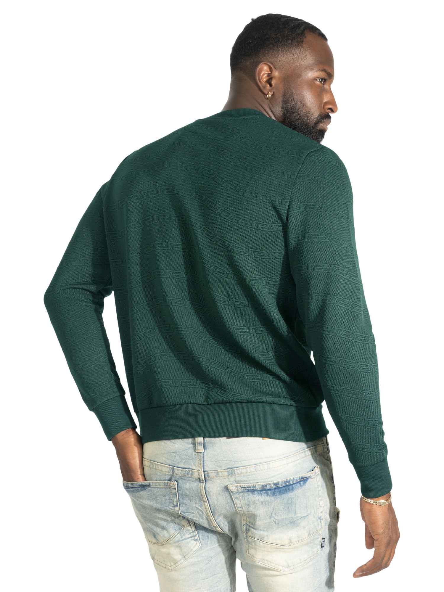 Sweatshirt | M4412 Bianco Crewneck - Green Sweatshirt Makobi Jeans USA