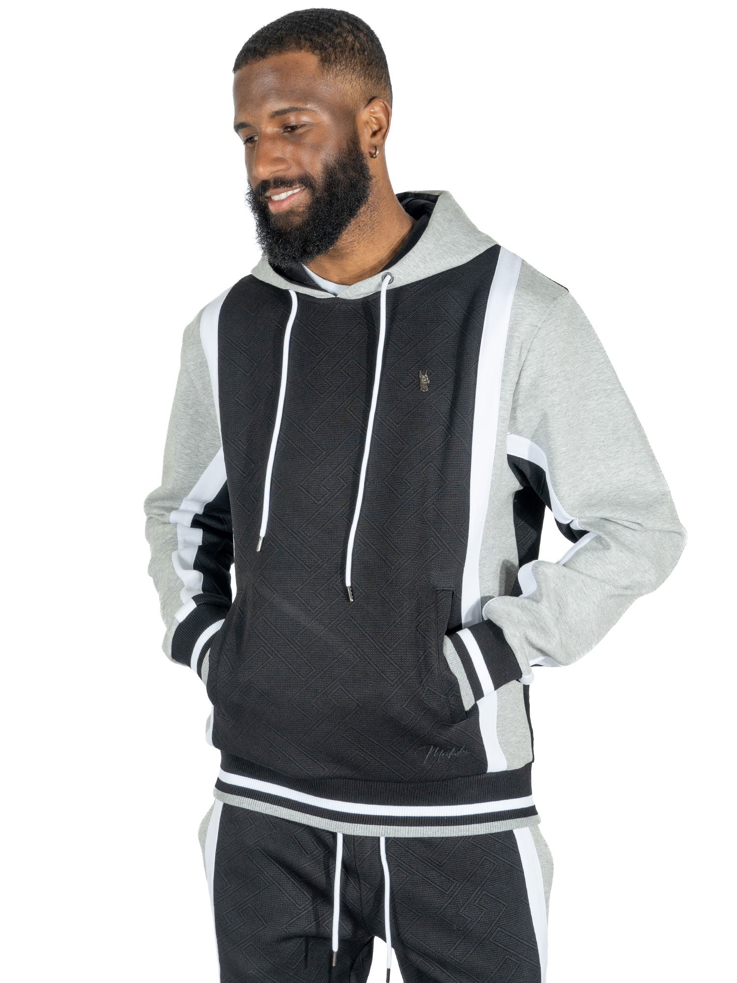 TEEK - M4490 Beanchi Jacquard Hoody Set - Black SET TEEK MJ