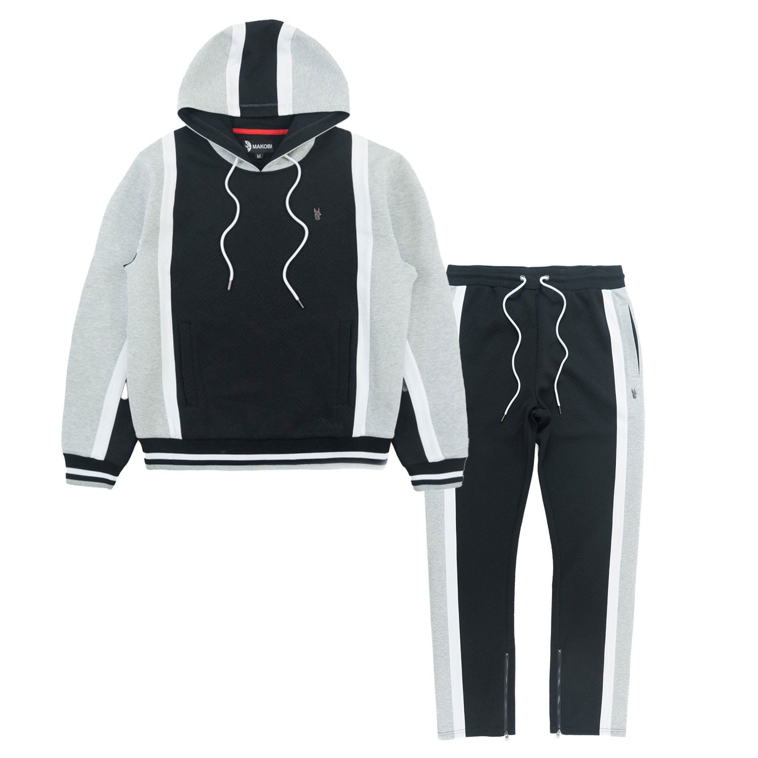 TEEK - M4490 Beanchi Jacquard Hoody Set - Black SET TEEK MJ M BLACK