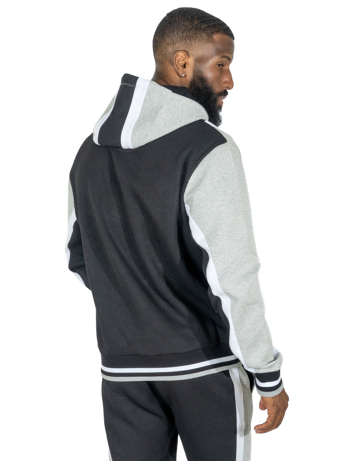 TEEK - M4490 Beanchi Jacquard Hoody Set - Black SET TEEK MJ