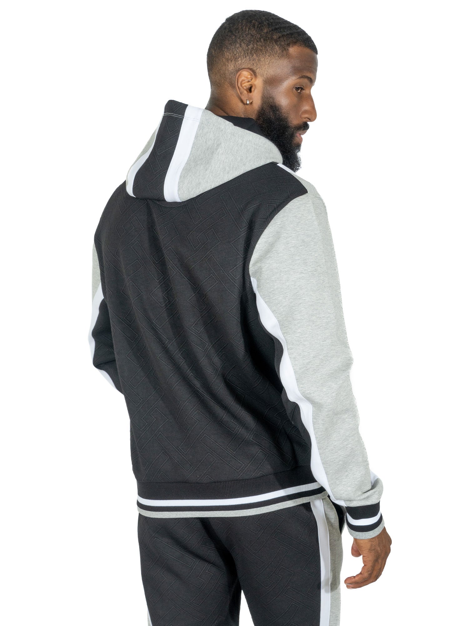 TEEK - M4490 Beanchi Jacquard Hoody Set - Black SET TEEK MJ