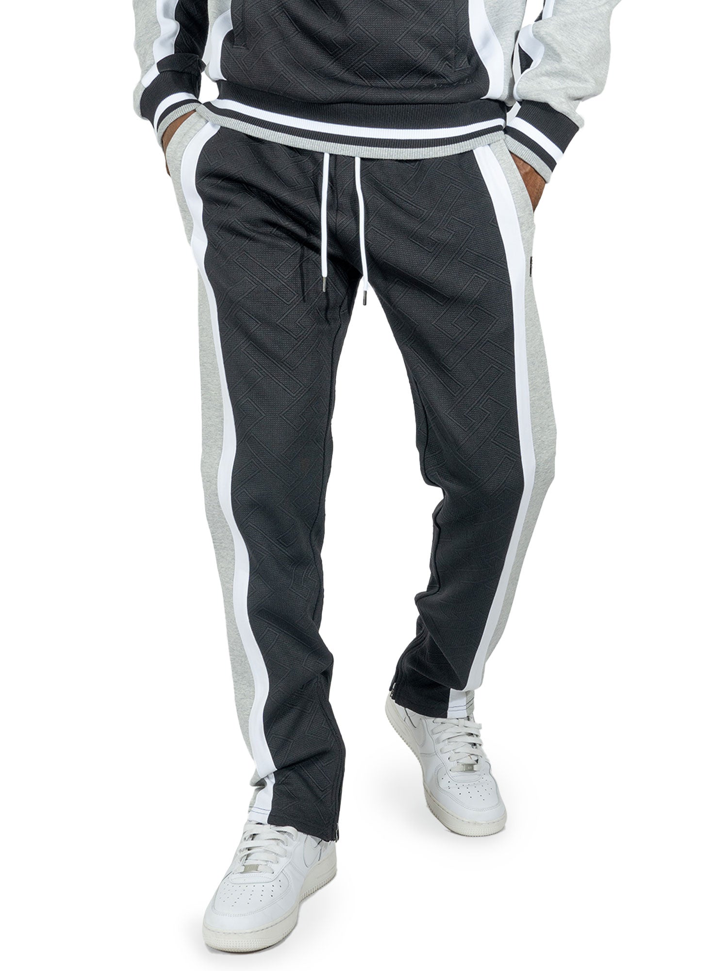 TEEK - M4490 Beanchi Jacquard Hoody Set - Black SET TEEK MJ