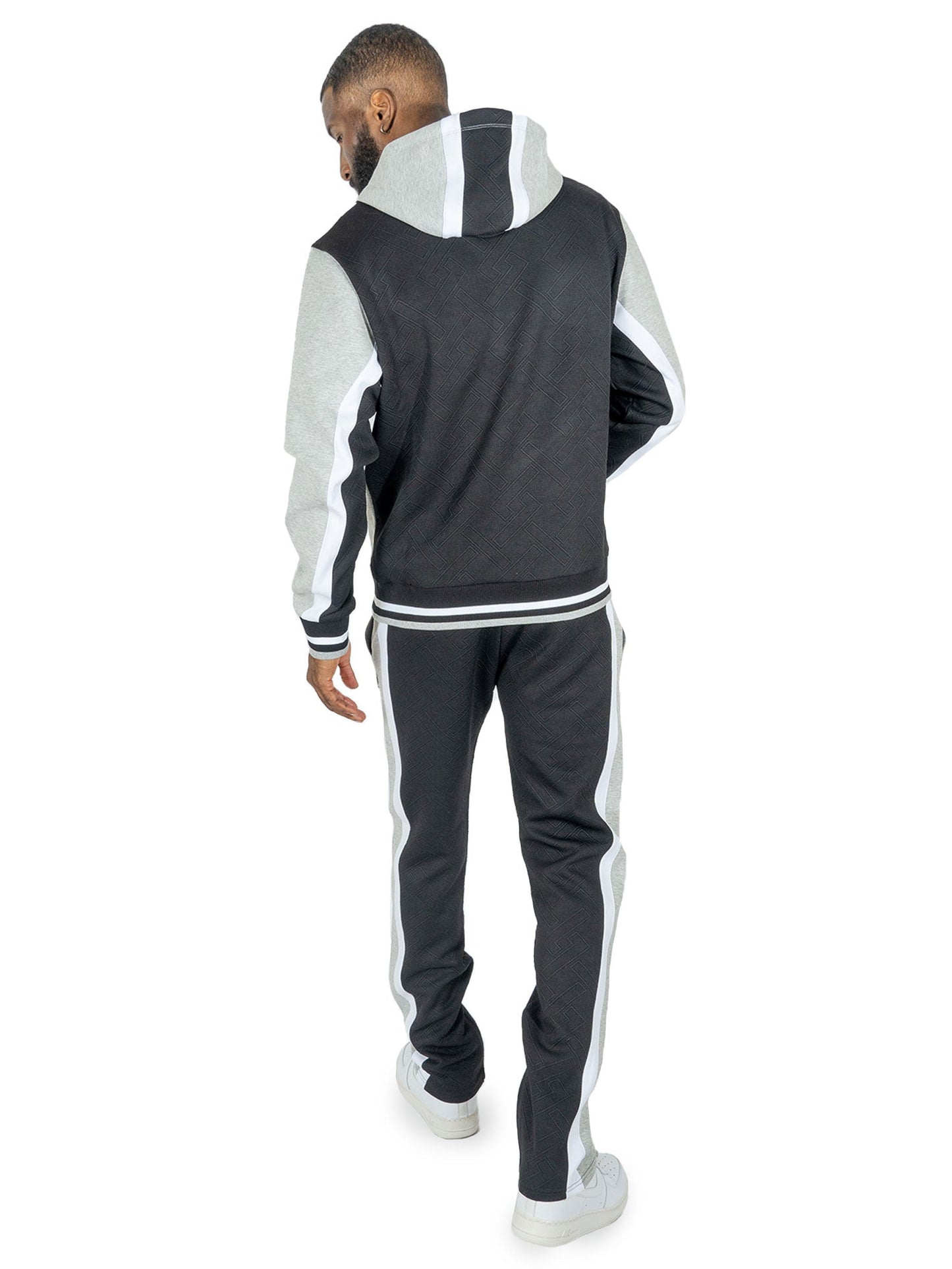 TEEK - M4490 Beanchi Jacquard Hoody Set - Black SET TEEK MJ