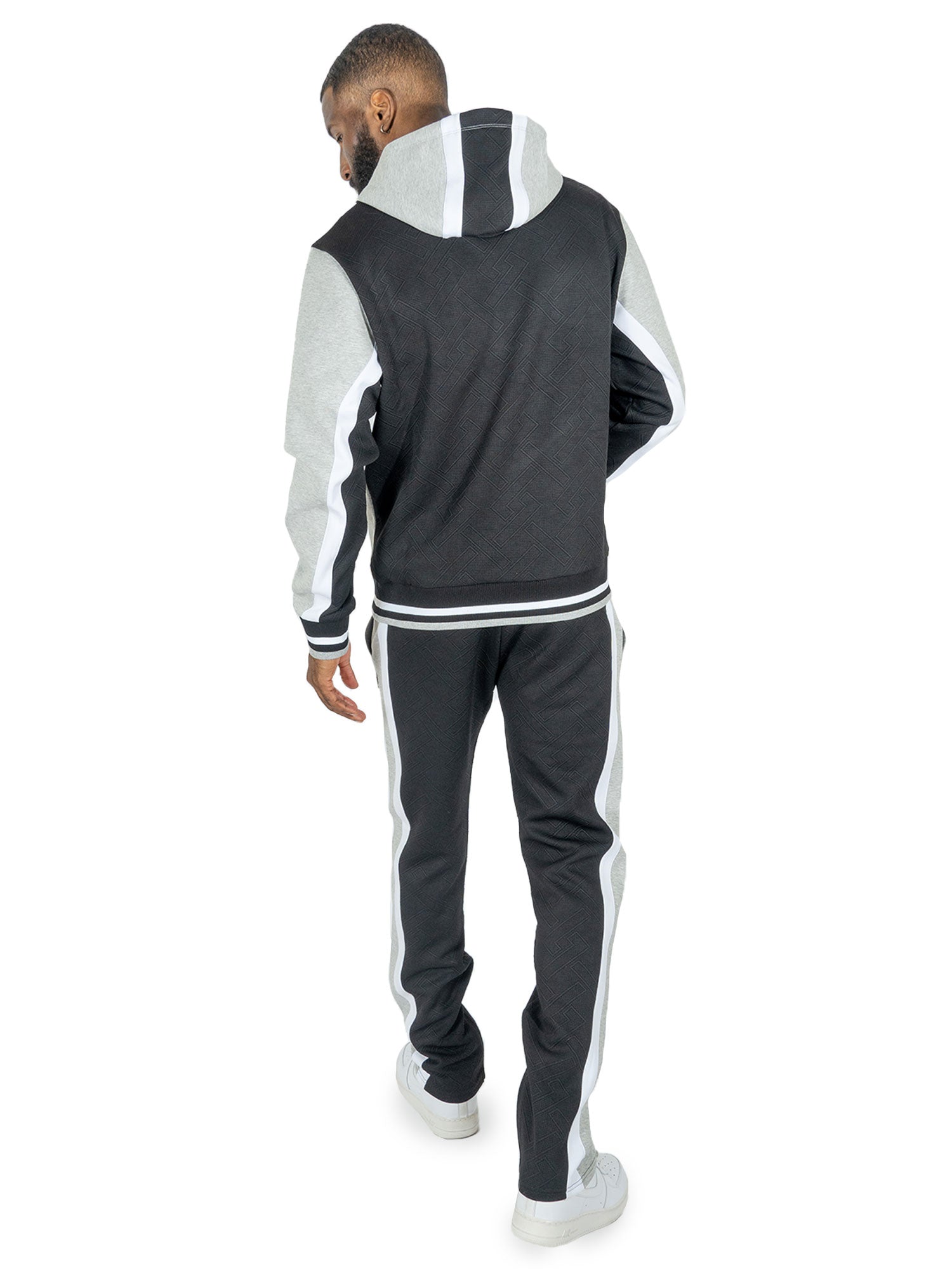 TEEK - M4490 Beanchi Jacquard Hoody Set - Black SET TEEK MJ