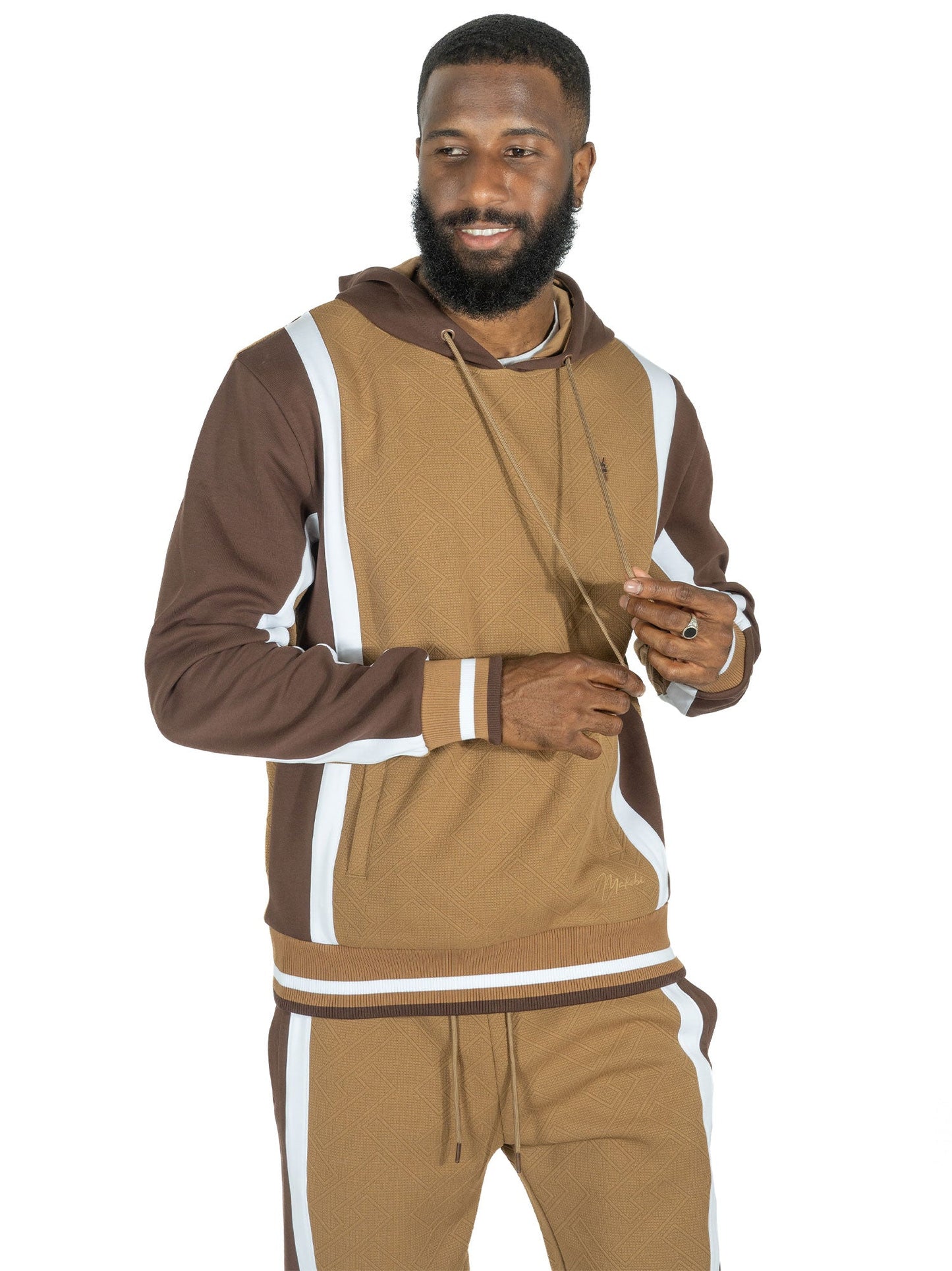 TEEK - M4490 Beanchi Jacquard Hoody Set - Mocha SET TEEK MJ