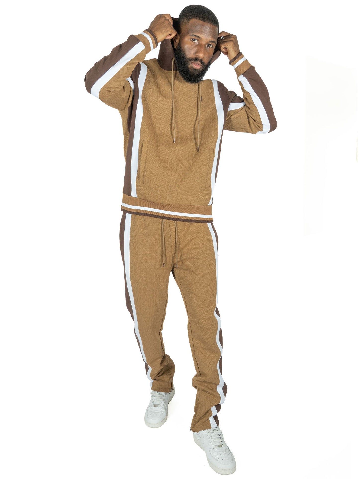 TEEK - M4490 Beanchi Jacquard Hoody Set - Mocha SET TEEK MJ