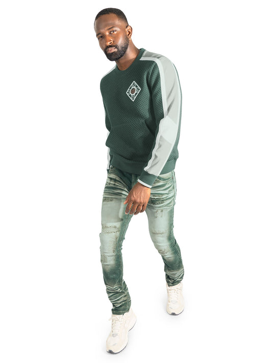 TEEK - Sweatshirt | M4555 Lorenzo Jacquard Crewneck - Green TOPS TEEK MJ