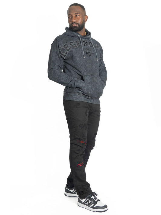 Fleece Hoodie | M4557 Sartoni Pull Over - Black Hoodies Makobi Jeans USA