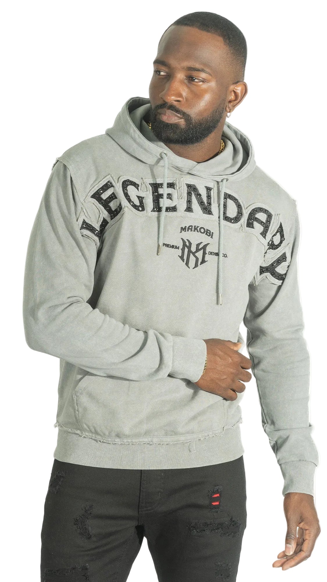 Fleece Hoodie | M4557 Sartoni Pull Over - Gray Hoodies Makobi Jeans USA