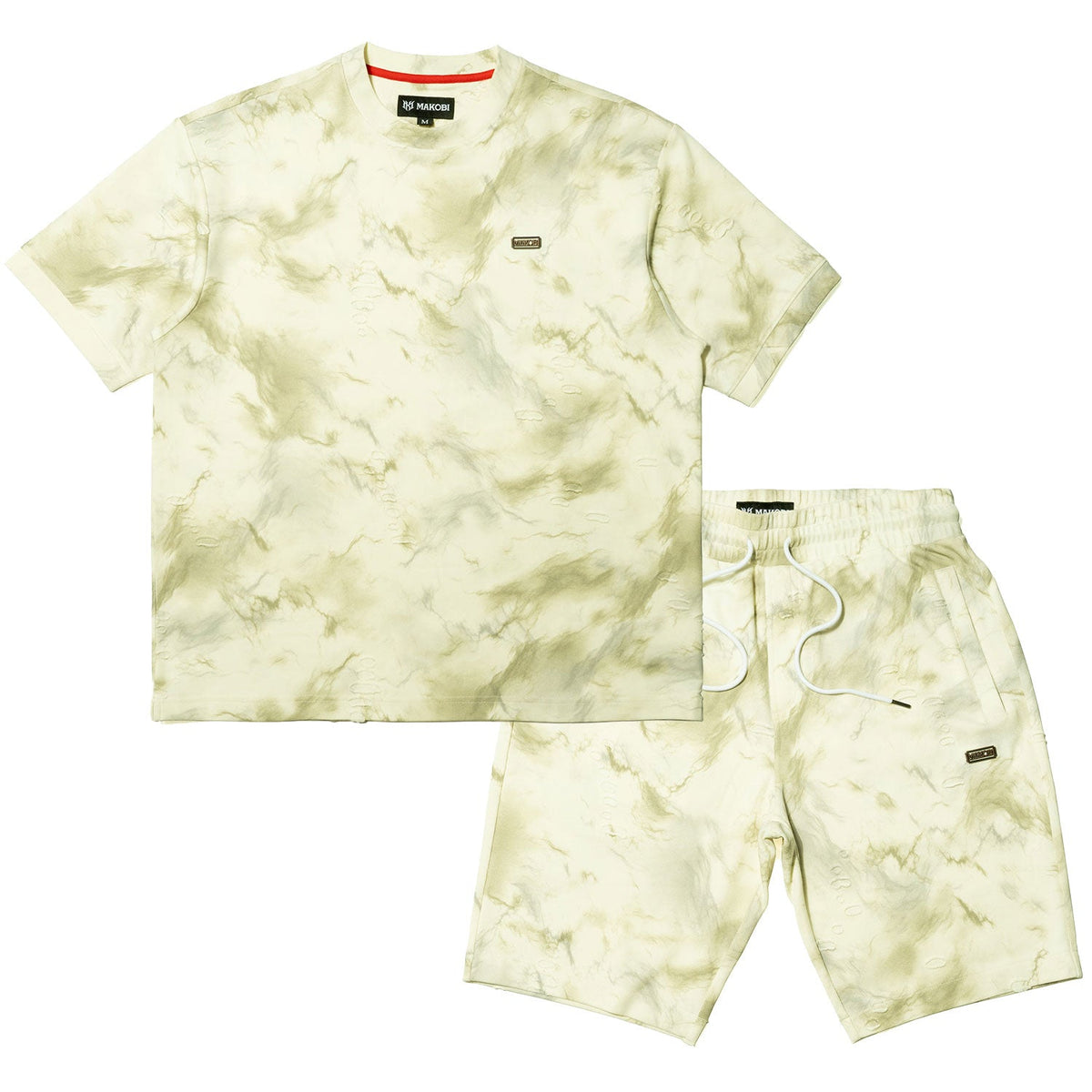 M456 Amato Short Set - Natural Outfit Sets Makobi Jeans USA