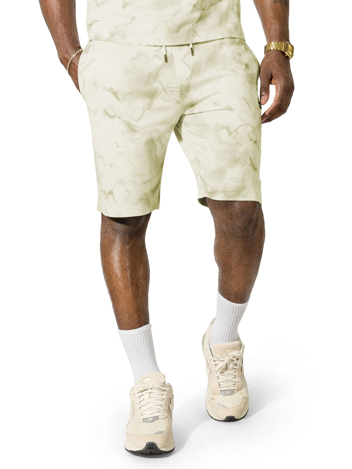 M456 Amato Short Set - Natural Outfit Sets Makobi Jeans USA