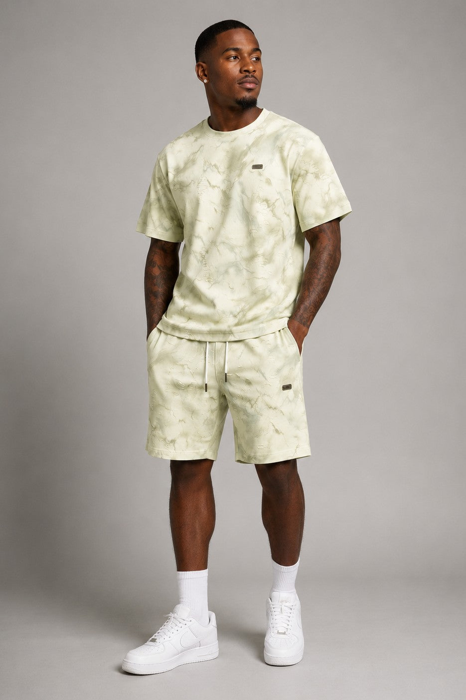M456 Amato Short Set - Natural Outfit Sets Makobi Jeans USA