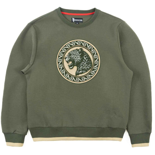 M4590 Pantera Crewneck Sweatshirt - Olive Sweatshirt Makobi Jeans USA