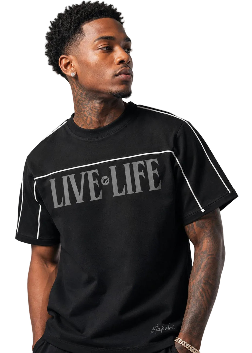 M459 Live Life T-shirt - Black T-shirt Makobi Jeans USA