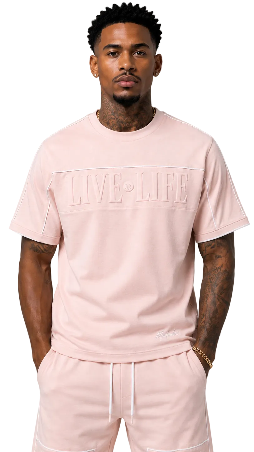 M459 Live Life T-shirt - Pink T-shirt Makobi Jeans USA