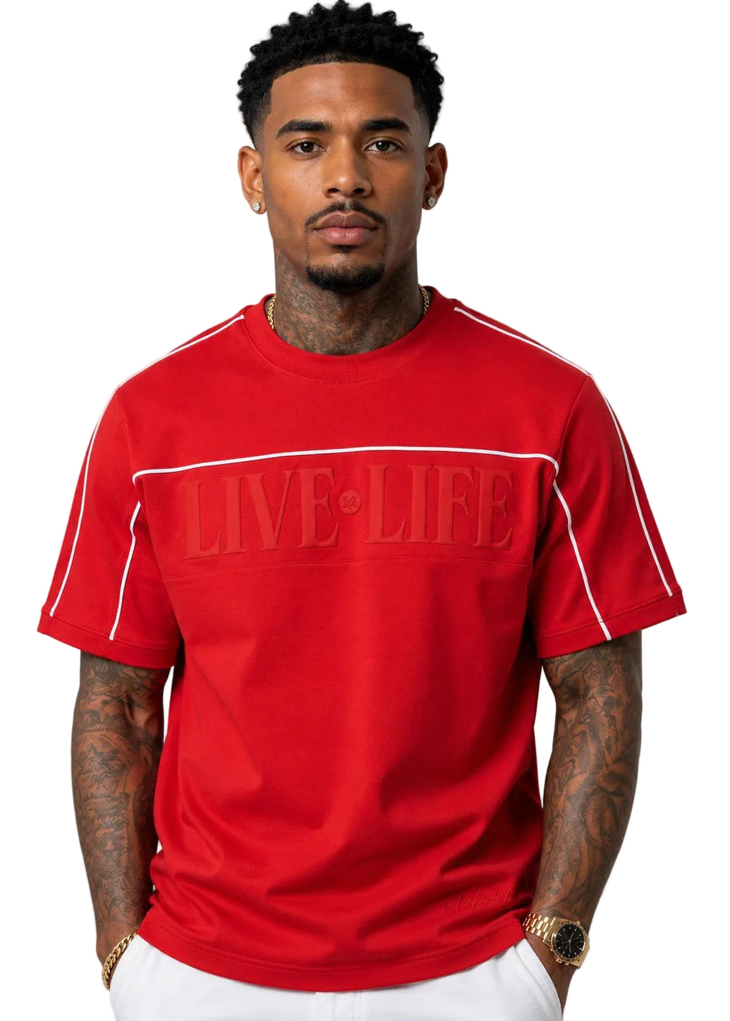 M459 Live Life T-shirt - Red T-shirt Makobi Jeans USA
