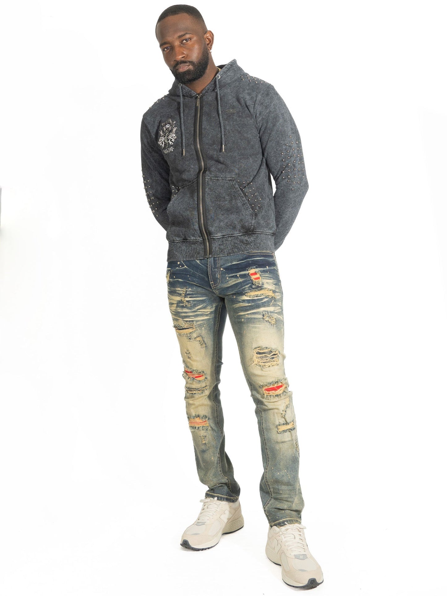 TEEK - Fleece Hoodie | M5345 Bianco Zip Up - Black TOPS TEEK MJ