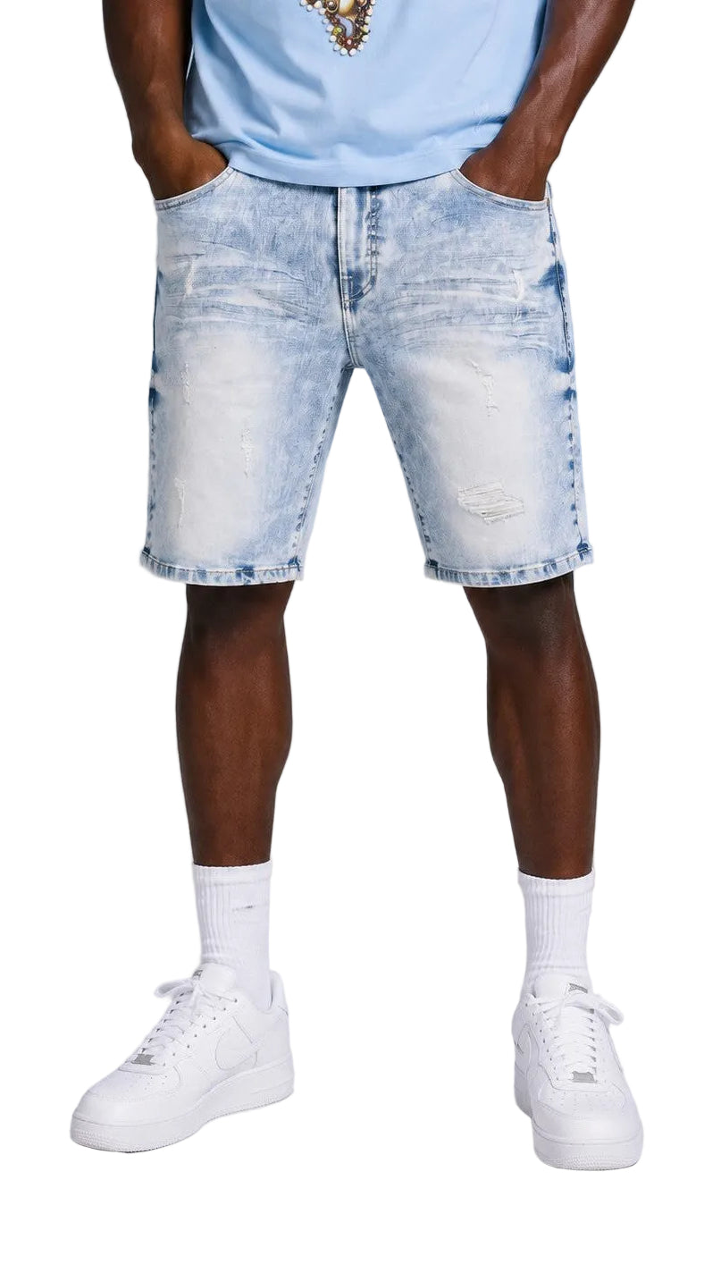 M613 Pastoni Denim Shorts - Light Wash Shorts Makobi Jeans USA
