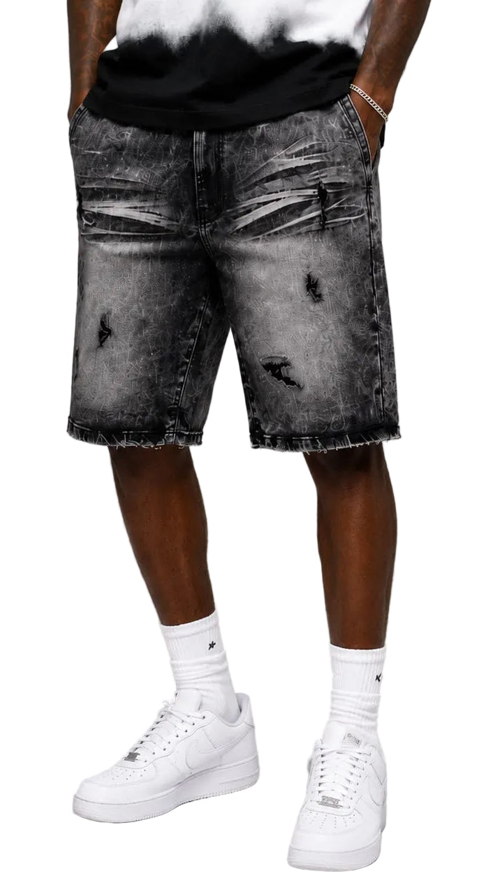 M613 Pastoni Denim Shorts - Black Wash Shorts Makobi Jeans USA
