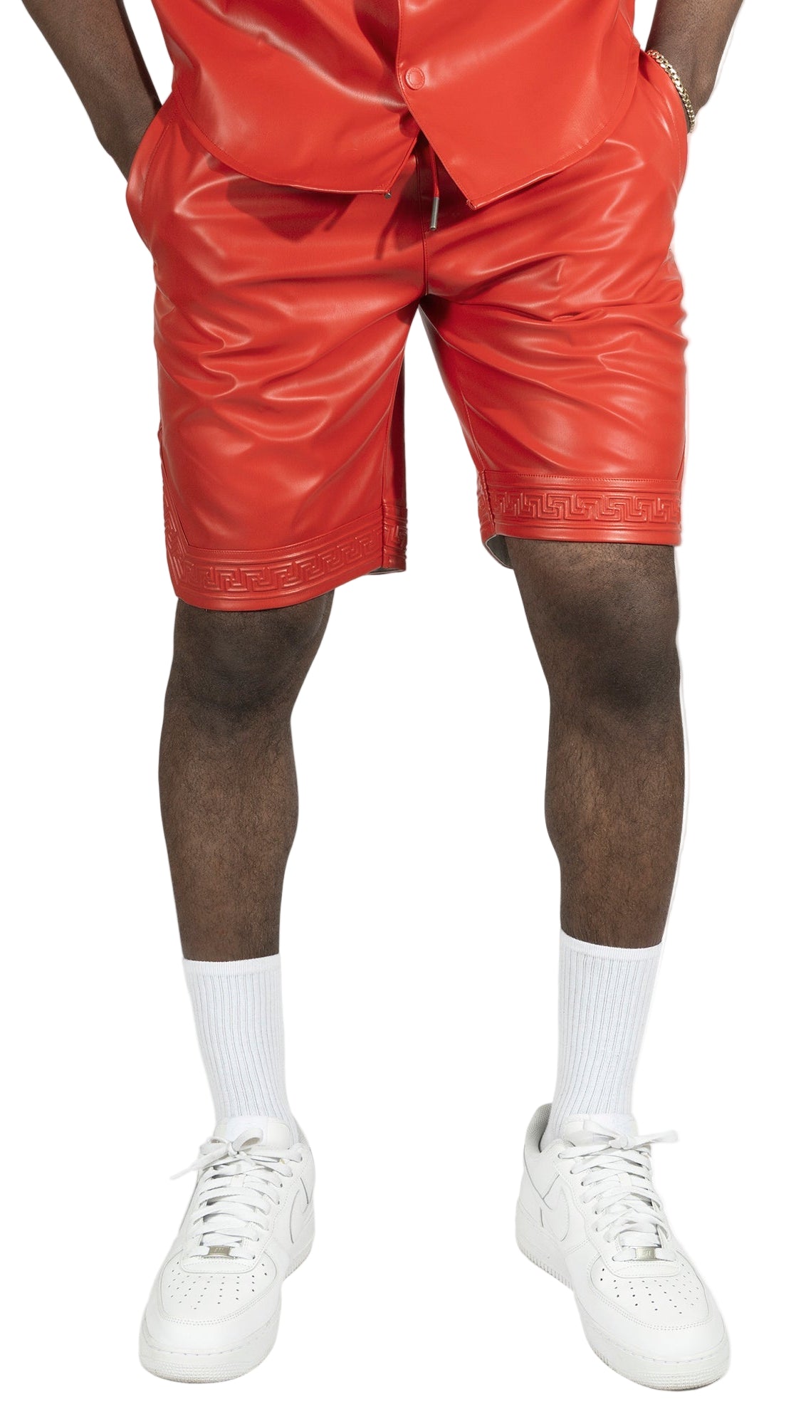 TEEK - M629 Belluci Vegan Leather Shorts - Red SHORTS TEEK MJ