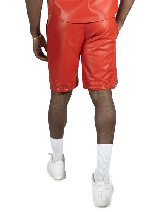 TEEK - M629 Belluci Vegan Leather Shorts - Red SHORTS TEEK MJ