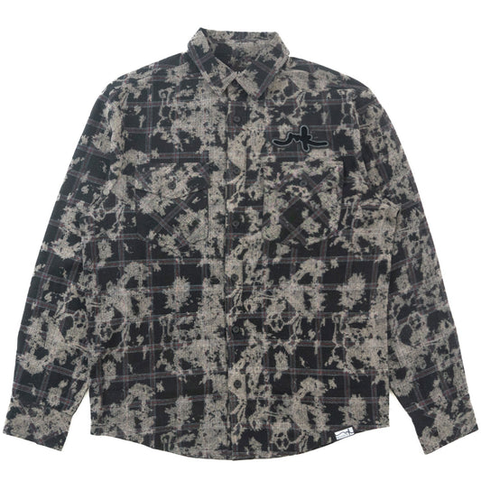 TEEK - M837 Berteli Acid Plaid Shirt - Black TOPS TEEK MJ M BLACK