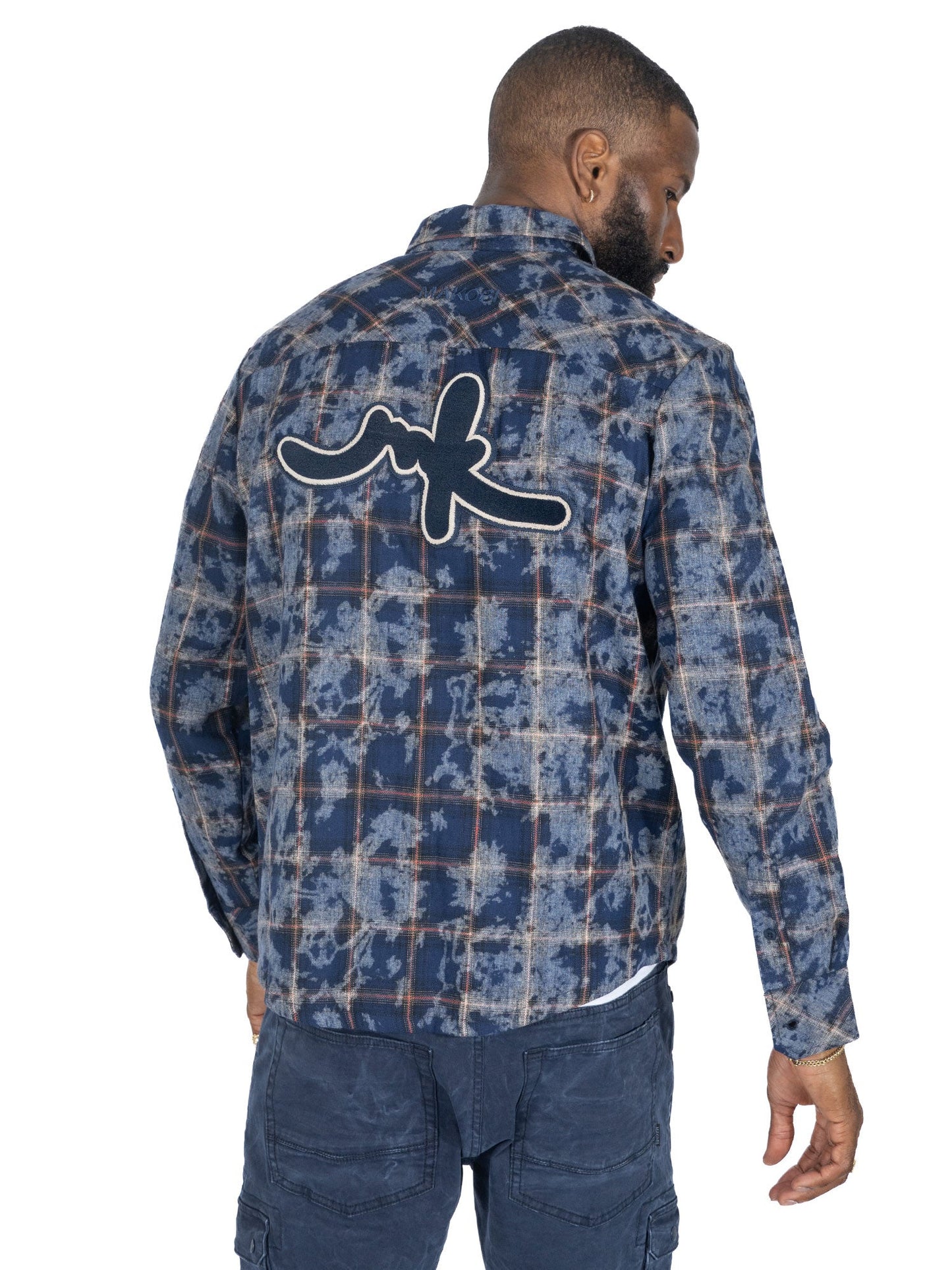 TEEK - M837 Berteli Acid Plaid Shirt - Navy TOPS TEEK MJ