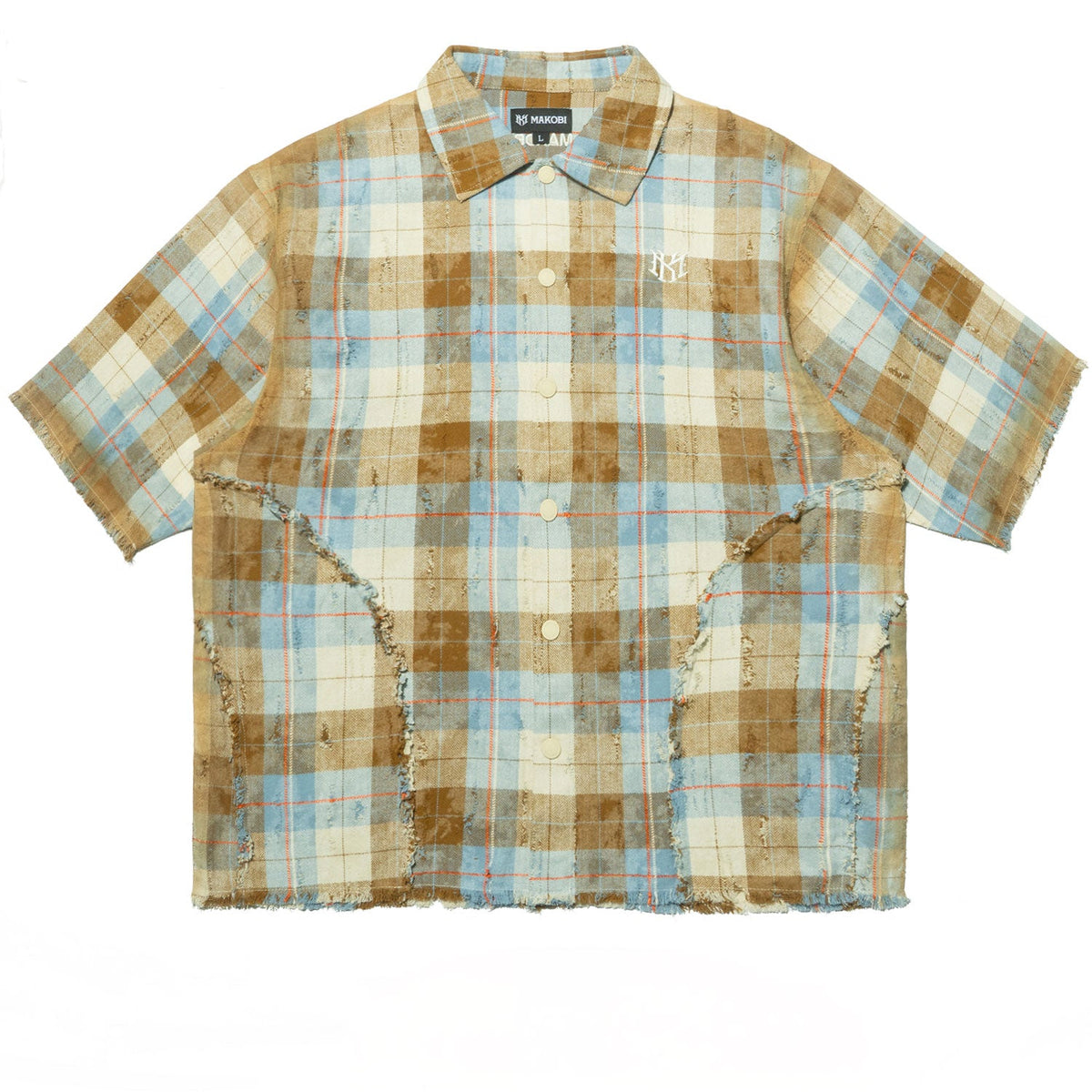 M838 Tesoro Plaid Shirt - Khaki Button Down Makobi Jeans USA
