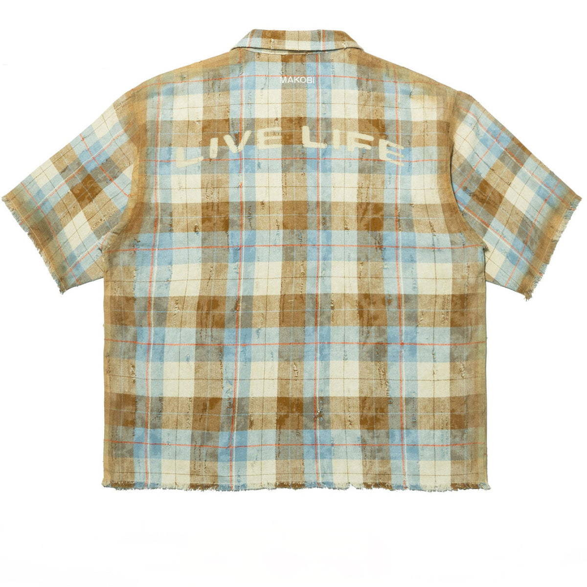 M838 Tesoro Plaid Shirt - Khaki Button Down Makobi Jeans USA