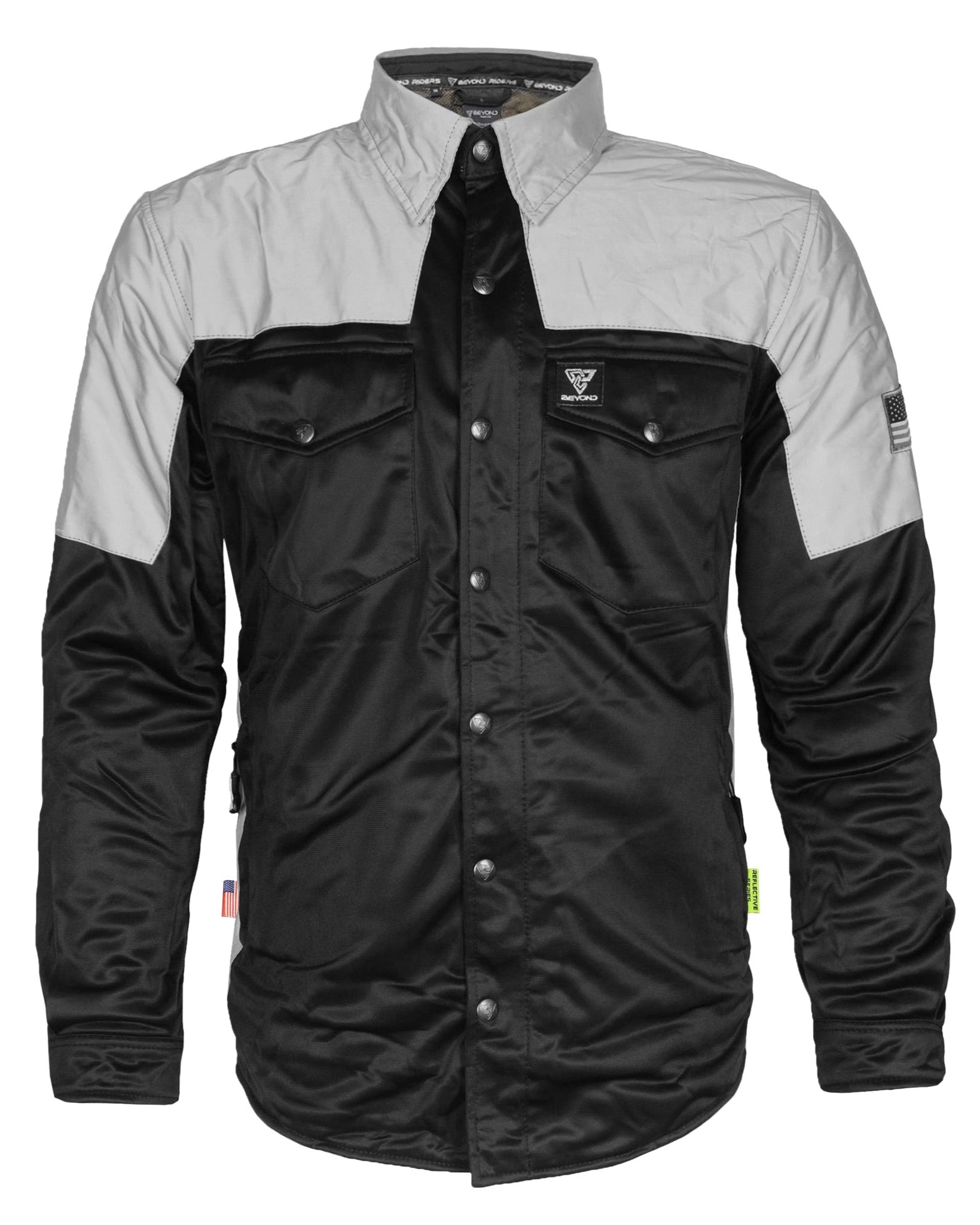 TEEK - Mens Ultra Reflective Padded Shirt "Alloy Eclipse" - Black and Silver TOPS TEEK BR