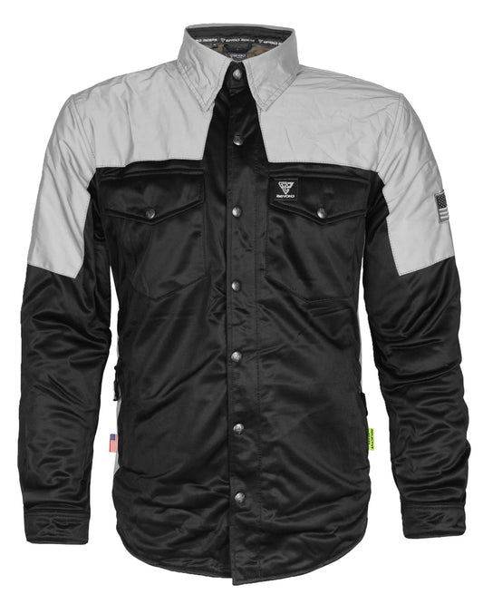 TEEK - Mens Ultra Reflective Padded Shirt "Alloy Eclipse" - Black and Silver TOPS TEEK BR