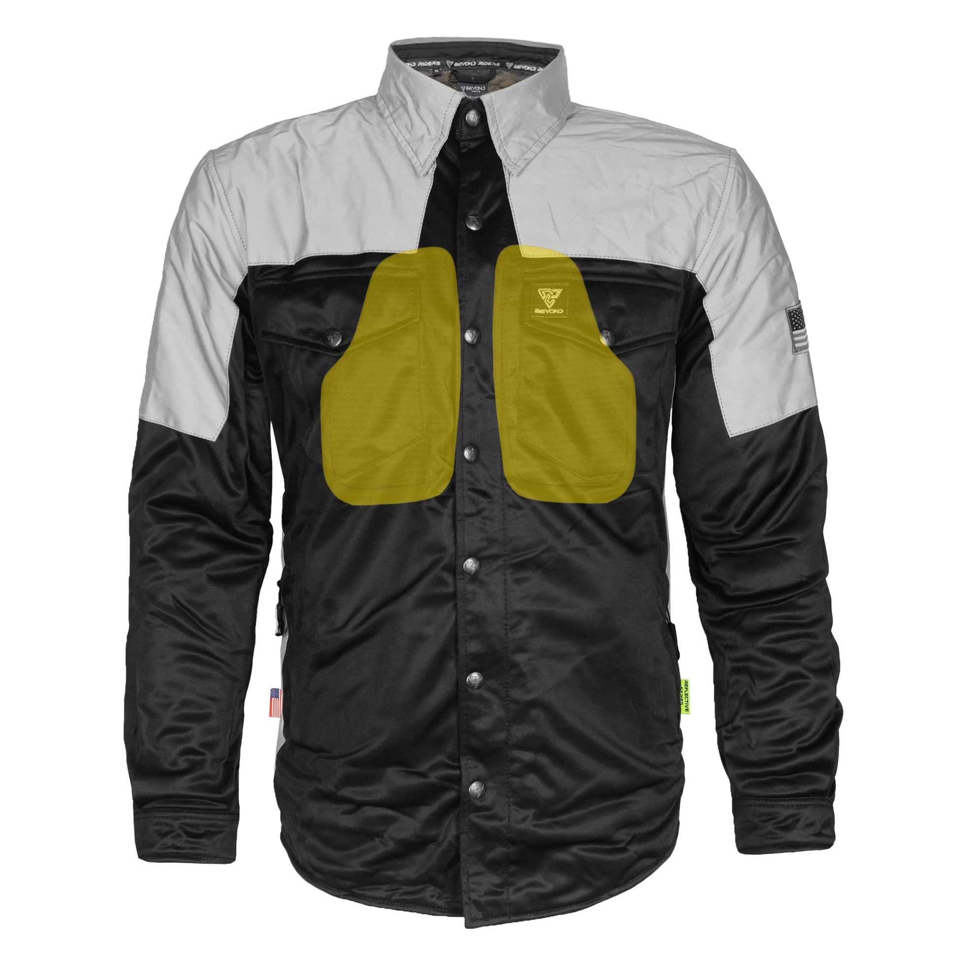 TEEK - Mens Ultra Reflective Padded Shirt "Alloy Eclipse" - Black and Silver TOPS TEEK BR Black & Silver XXS
