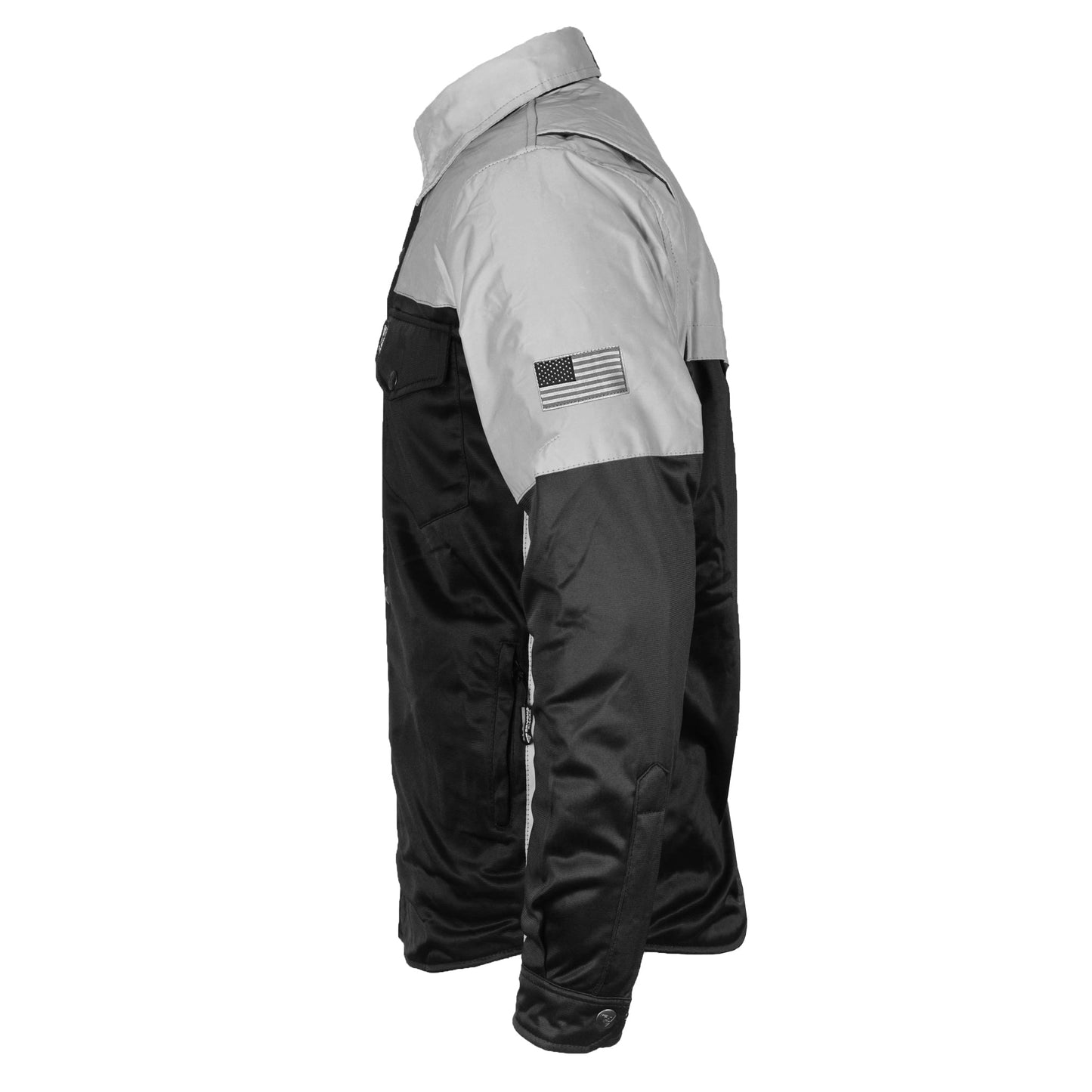 TEEK - Mens Ultra Reflective Padded Shirt "Alloy Eclipse" - Black and Silver TOPS TEEK BR