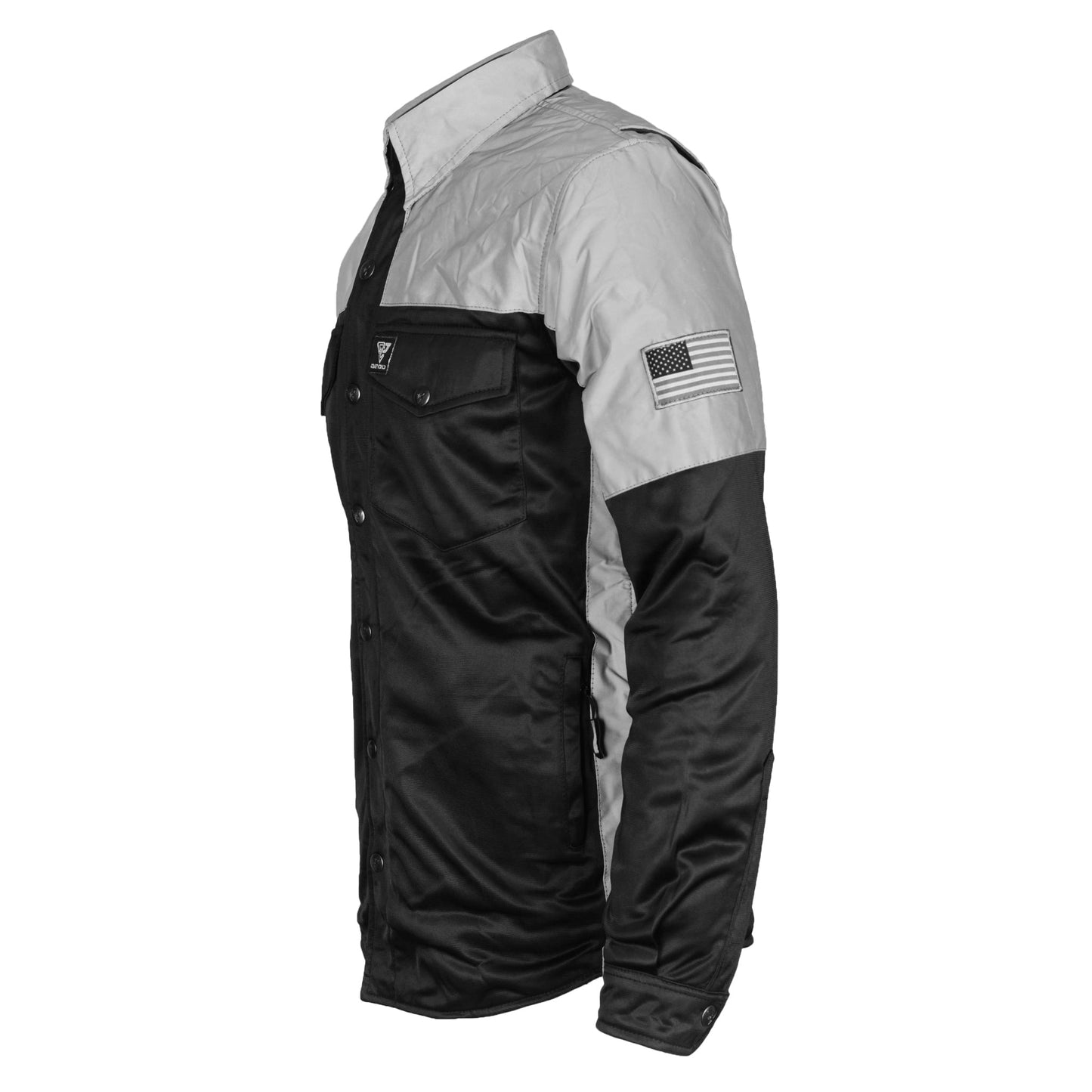 TEEK - Mens Ultra Reflective Padded Shirt "Alloy Eclipse" - Black and Silver TOPS TEEK BR