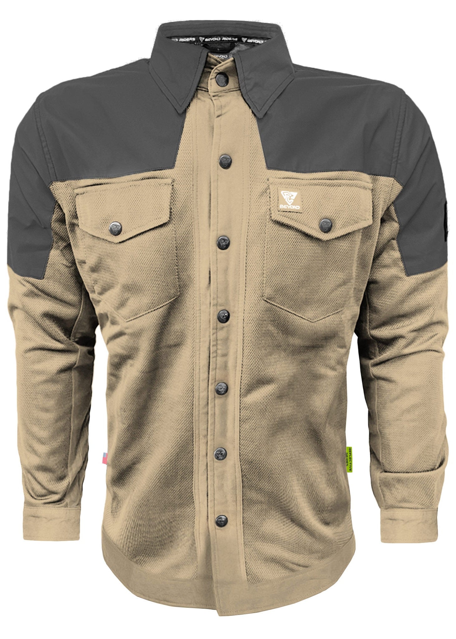 mens mesh dress shirt TEEK - Mens Summer Mesh Reflective Padded Shirt Khaki Nebula