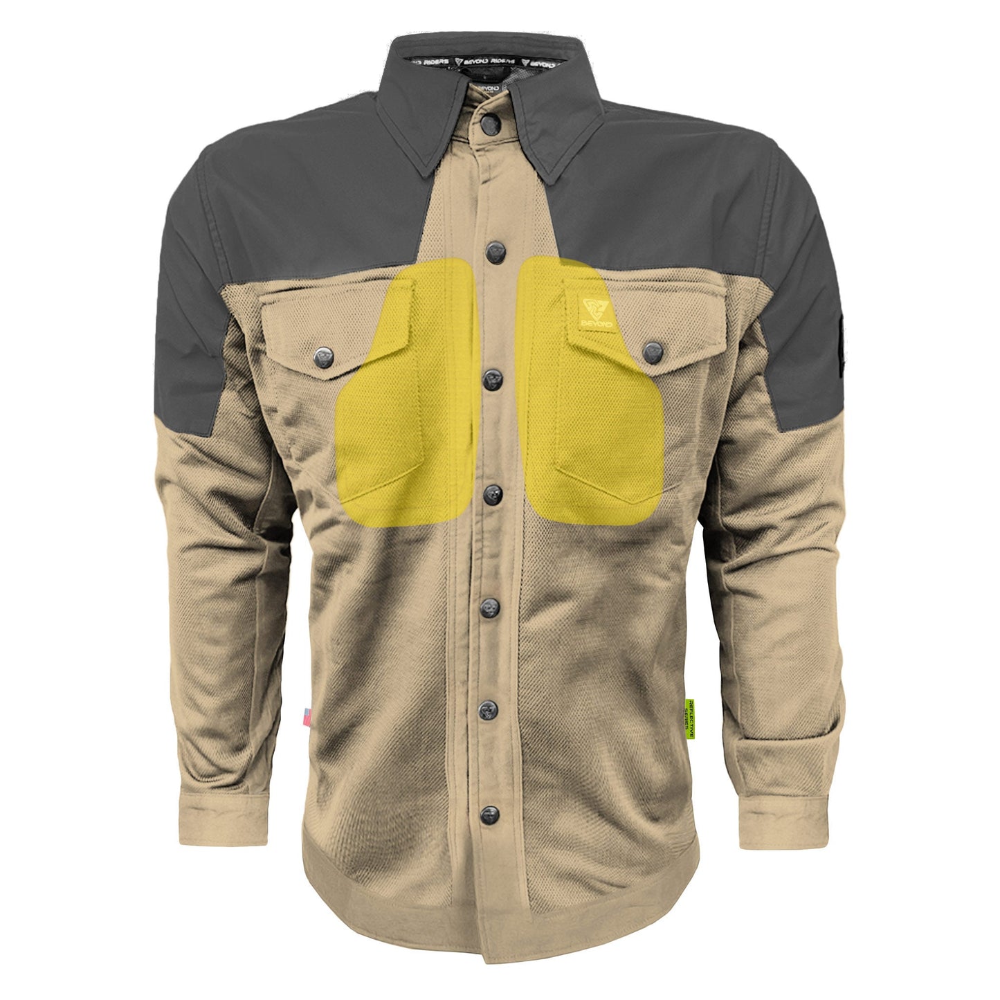 TEEK - Mens Summer Mesh Reflective Padded Shirt Khaki Nebula TOPS TEEK BR Khaki Nebula XXS